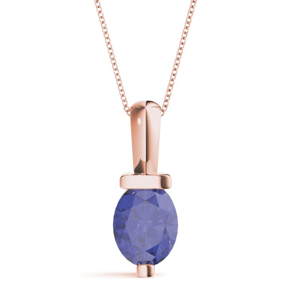 Oval Gemstone Pendant, Front view in rose gold