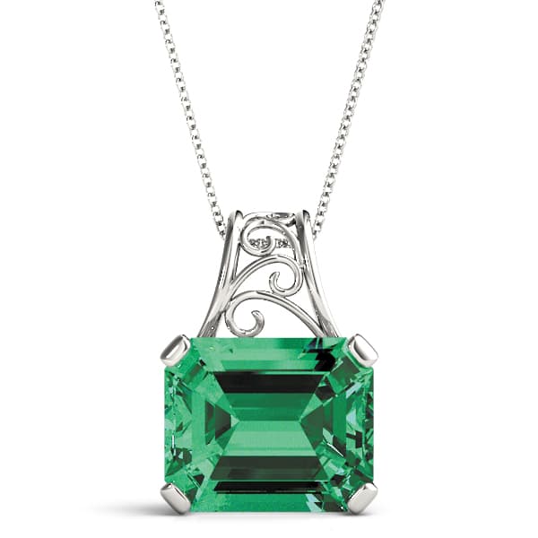 Emerald-Cut Filigree Pendant — 16X12 MM — View 1