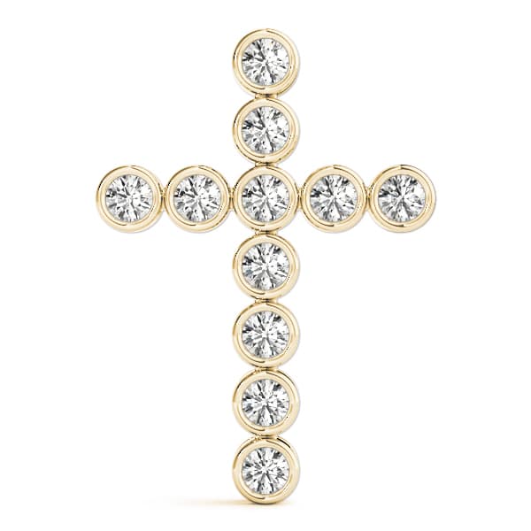 Bezel Set Religious Cross Pendants (0.72 ct. tw.), On hand view in yellow gold