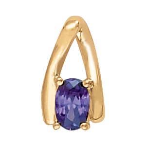 Oval Shape Color Pendant — White Gold