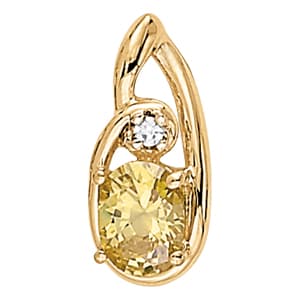 Oval Shape Color Pendant — White Gold