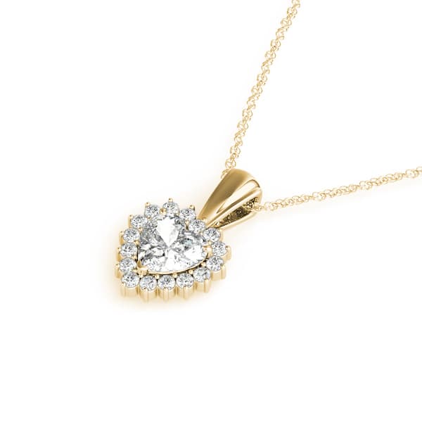 Halo Heart Pendant (1/4 ct. tw.), Side view in yellow gold