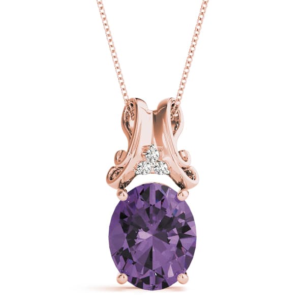 Oval Gemstone Pendant (0.03 ct. tw.), Front view in rose gold