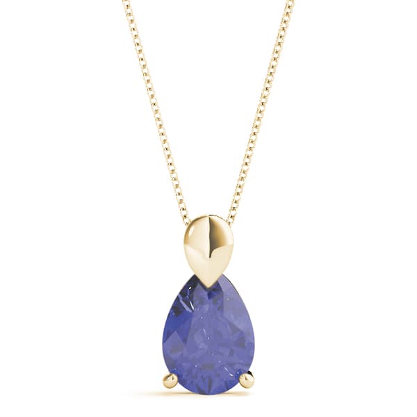 Pear Gemstone Pendant, Front view in yellow gold