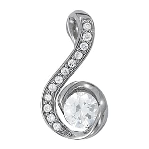 Solitaire Round Pendant — White Gold