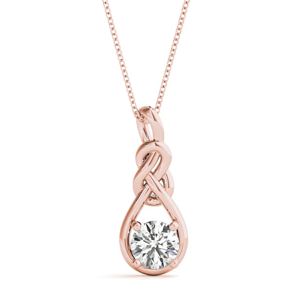 Round Love Knot Pendant (0.2 ct. tw.), Front view in rose gold