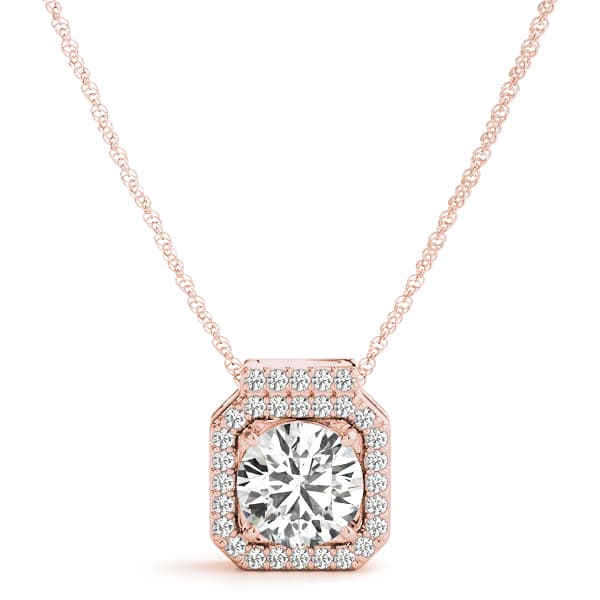 Halo Fashion Pendant (1/8 ct. tw.), Front view in rose gold