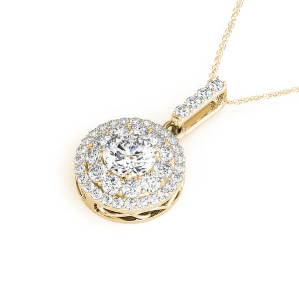 Halo Pendant (7/8 ct. tw.), Side view in yellow gold