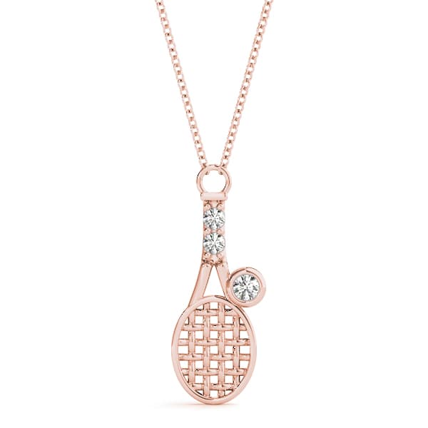Bezel Tennis Racket Shape Pendant (0.06 ct. tw.), Front view in rose gold