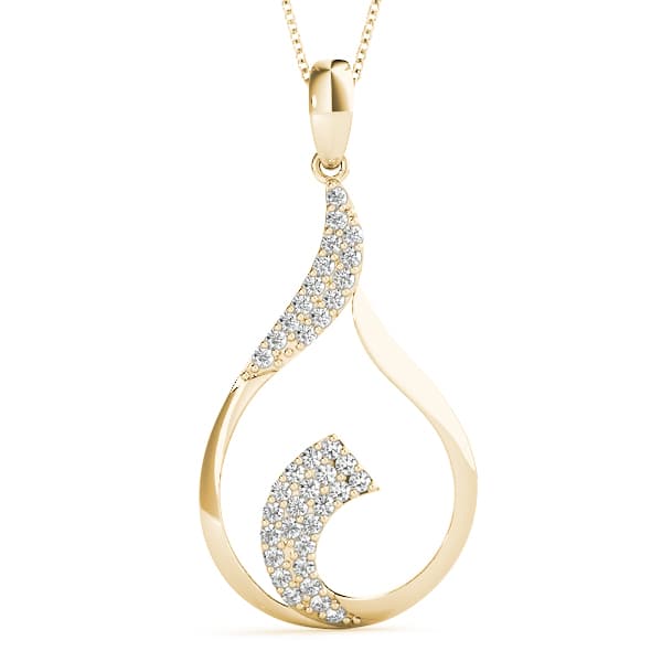 Teardrop Pavé Fashion Pendant (0.28 ct. tw.), Front view in yellow gold