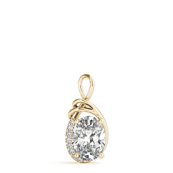 Oval Fashion Pendant (0.04 ct. tw.), On hand view in yellow gold