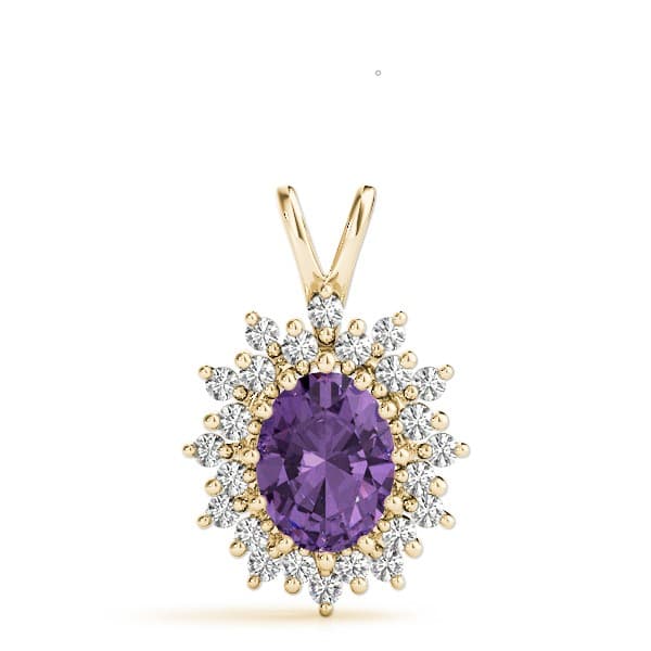 Oval Fashion Pendant (3/8 ct. tw.), On hand view in yellow gold