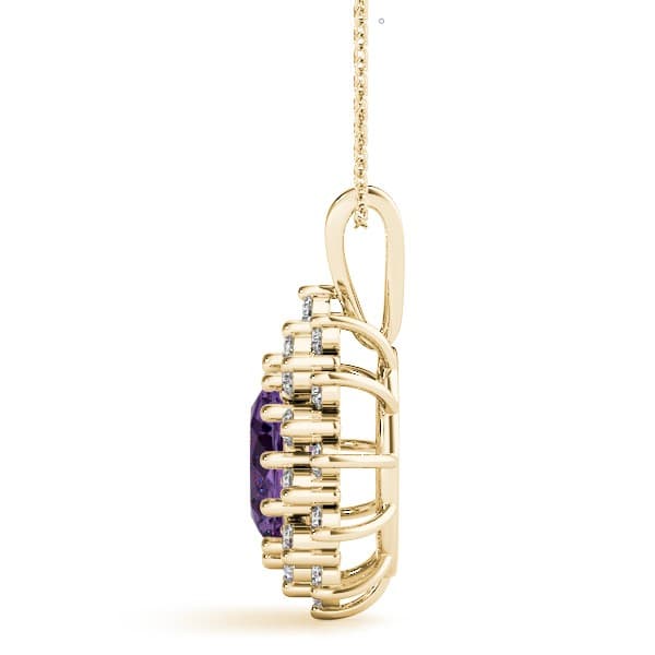 Oval Fashion Pendant (3/8 ct. tw.), Side view in yellow gold