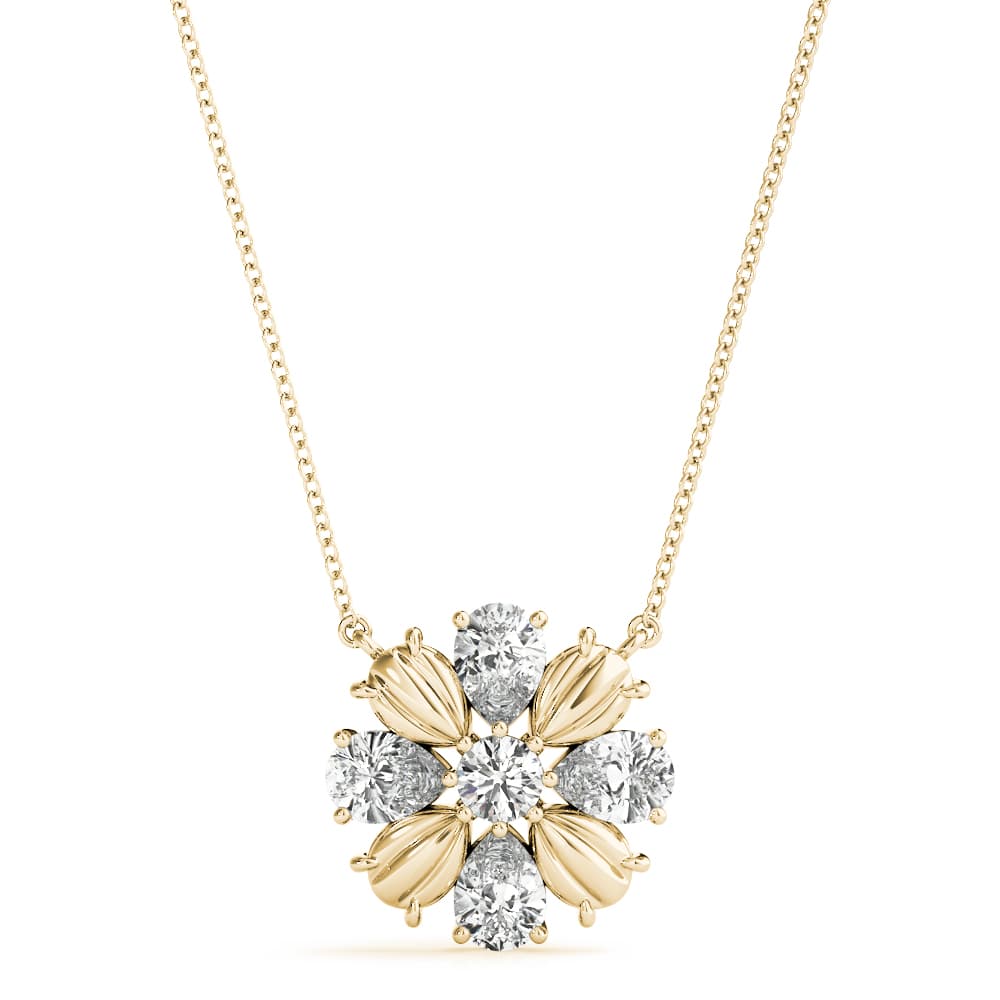 Flower Fashion Pendant (3/4 ct. tw.), Front view in yellow gold