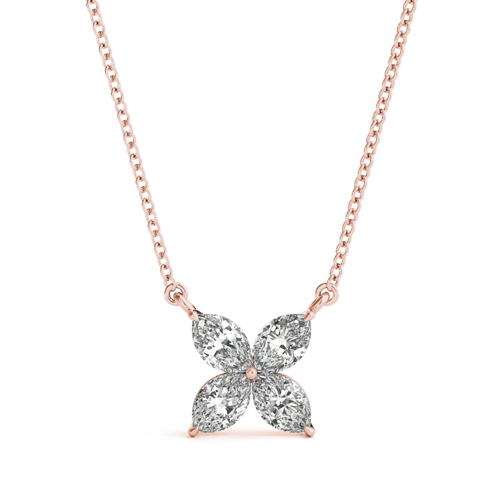 Marquise Flower Pendants (0.28 ct. tw.), Front view in rose gold