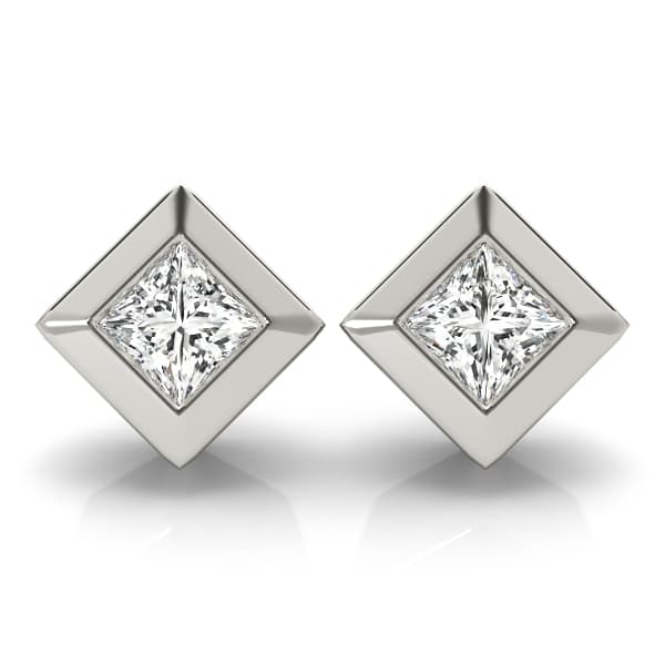 Princess Cut Diamond Stud Earrings — .50 CT — View 1