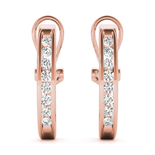 Channel Set Omega Back Hoop Earrings (2 ct. tw.), Angle view in rose gold