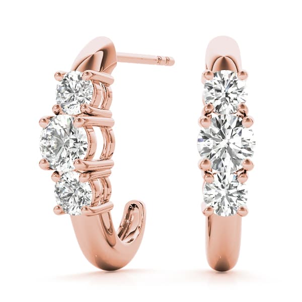 3-Stone J-Hoops (2 ct. tw.), Front view in rose gold
