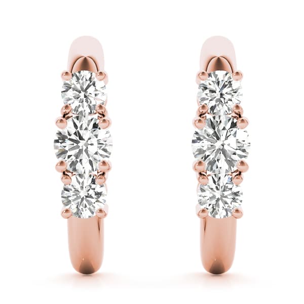 3-Stone J-Hoops (2 ct. tw.), Angle view in rose gold
