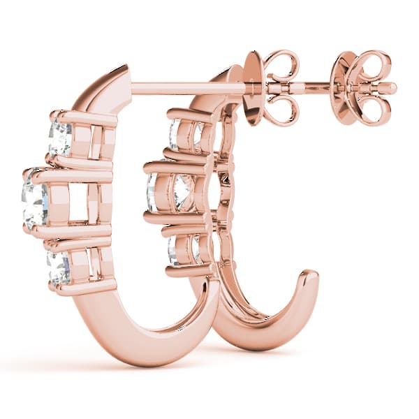 3-Stone J-Hoops (2 ct. tw.), On hand view in rose gold