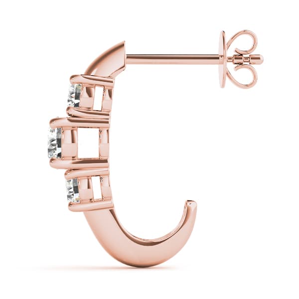 3-Stone J-Hoops (2 ct. tw.), Side view in rose gold