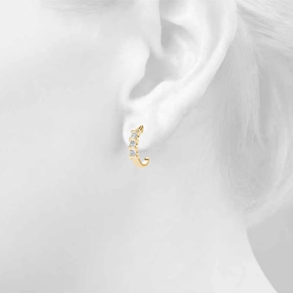 3-Stone Half Bezel J-Hoops (1 ct. tw.), Top view in yellow gold
