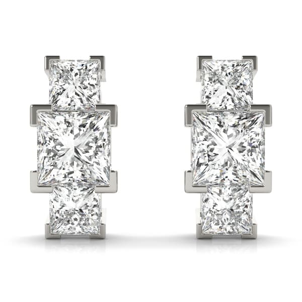 Earrings 3 Stone — 7/8 CT — View 1