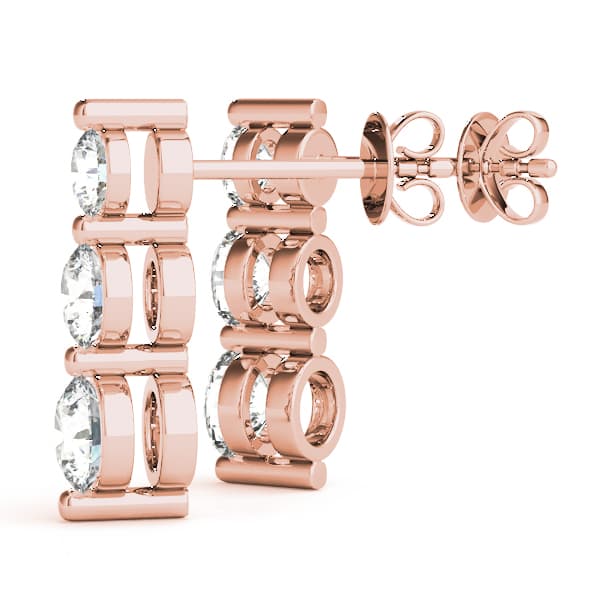 Single Shared Prong Drop Earrings (2 ct. tw.), Angle view in rose gold