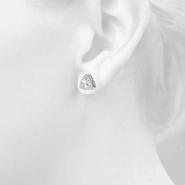 Halo Trillion Cut Stud Earrings (0.22 ct. tw.), Top view in white gold or platinum