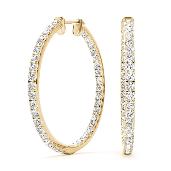 Inside Outside Round Hoop Earrings (0.41 ct. tw.), Front view in yellow gold