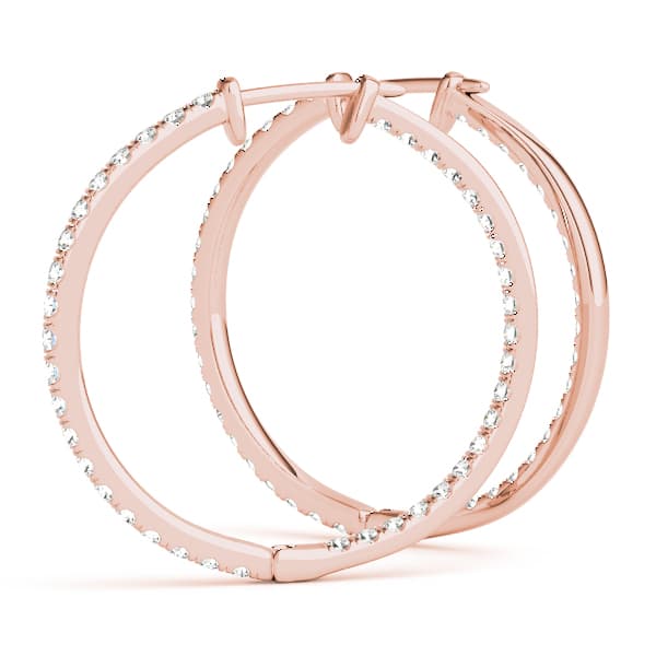 Inside Outside Round Hoop Earrings (0.6 ct. tw.), On hand view in rose gold