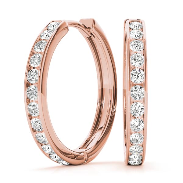 Channel Set Hoop Earrings (0.48 ct. tw.), Front view in rose gold