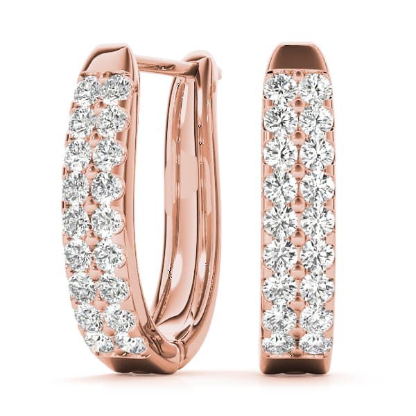 Double Row Prong Set Hoop Earrings (2 ct. tw.), Front view in rose gold