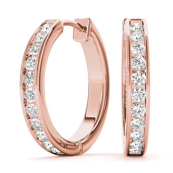 Channel Set Hoop Earrings (1.1 ct. tw.), Front view in rose gold