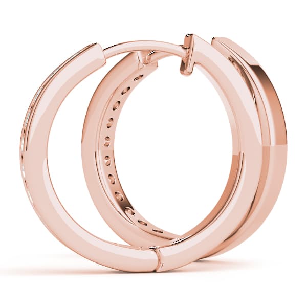 Channel Set Hoop Earrings (1.1 ct. tw.), Angle view in rose gold