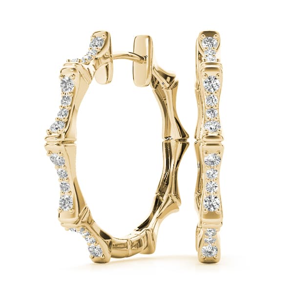 Hoop Earrings Standard Hoop — 1/5 CT TW Per Pair Earring (0.1 ct. tw.), Front view in yellow gold