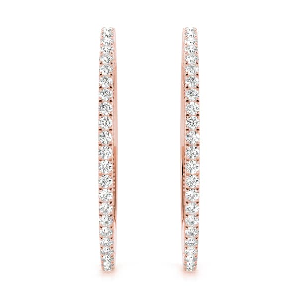 Front Only Round Vault Lock Hoop Earrings — 1/2 CT (30mm) (1/2 ct. tw.), Angle view in rose gold