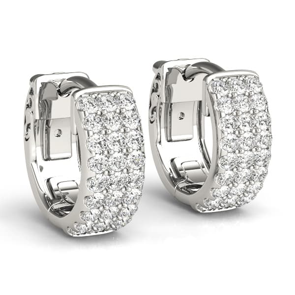 Three-Row Pavé Huggie Earrings — View 1
