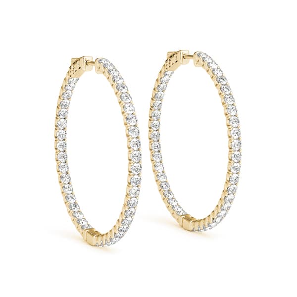 Inside-Out Value Lock Hoop Earrings — .05,41MM (4 ct. tw.), Front view in yellow gold