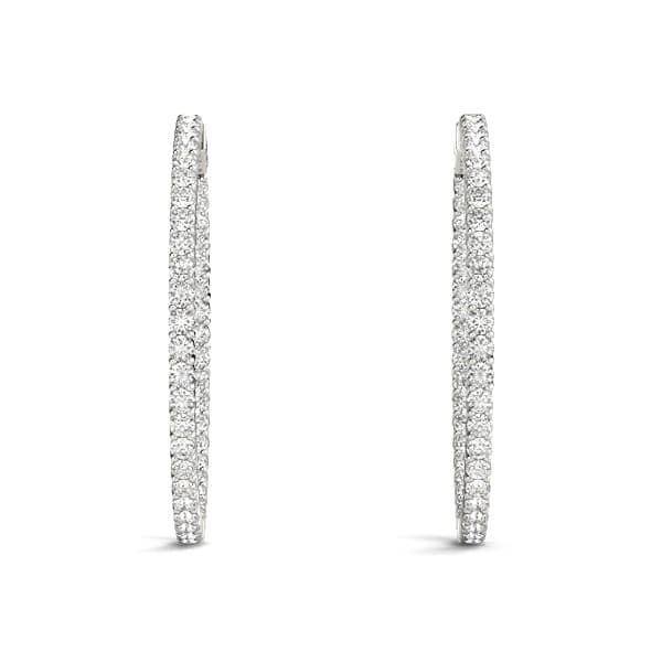 Shared Prong Inside-Out Hoop Earrings, Vault Lock — .02,52MM (3 ct. tw.), Top view in white gold or platinum