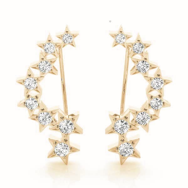 Star Ear Climber, Left (0.29 ct. tw.), Front view in yellow gold