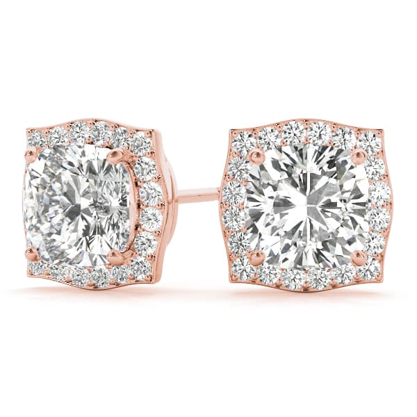 Cushion Halo Studs (1/4 ct. tw.), On hand view in rose gold