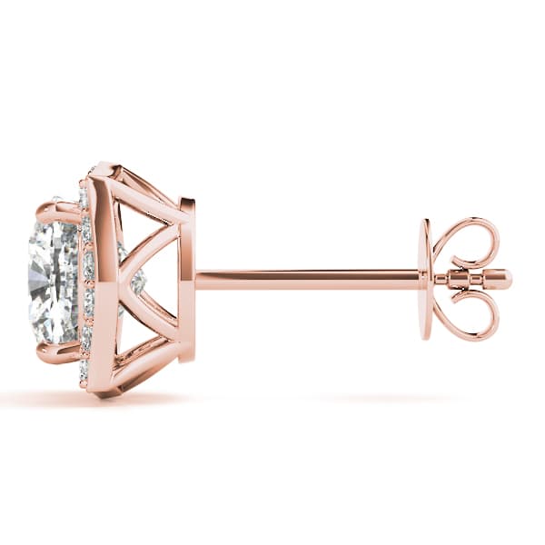 Cushion Halo Studs (1/4 ct. tw.), Side view in rose gold
