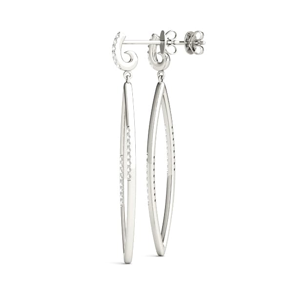 Accented Drop Fashion Earring, Right (0.2 ct. tw.), Angle view in white gold or platinum