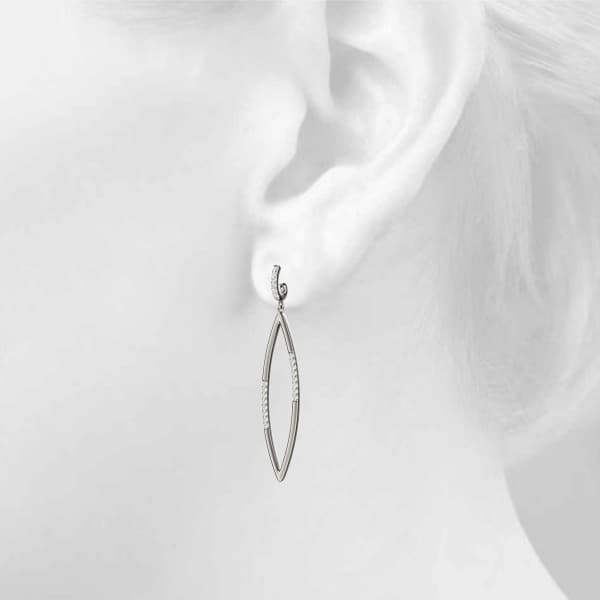 Accented Drop Fashion Earring, Right (0.2 ct. tw.), Top view in white gold or platinum