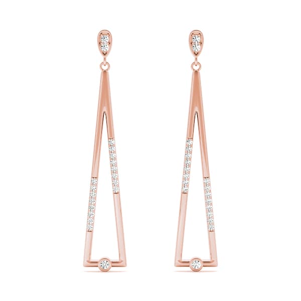 Bezel Set Fashion Drop Earrings (1/8 ct. tw.), Front view in rose gold