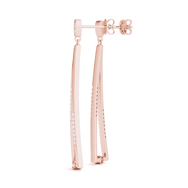 Bezel Set Fashion Drop Earrings (1/8 ct. tw.), Angle view in rose gold