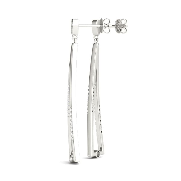 Bezel Set Fashion Drop Earrings (1/8 ct. tw.), Angle view in white gold or platinum