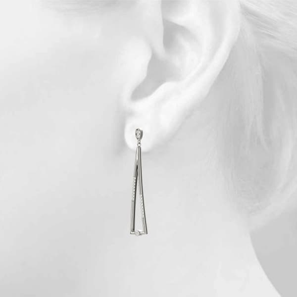 Bezel Set Fashion Drop Earrings (1/8 ct. tw.), Top view in white gold or platinum