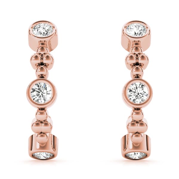 Bezel Set J-Hoop Earrings (0.9 ct. tw.), On hand view in rose gold